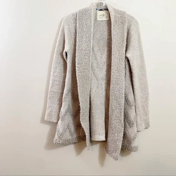 Anthropologie Angel Of The North Wool Blend Drape Tan/Cream Boho Cardigan Large - Picture 12 of 12